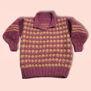 Pink sweater with yellow dots